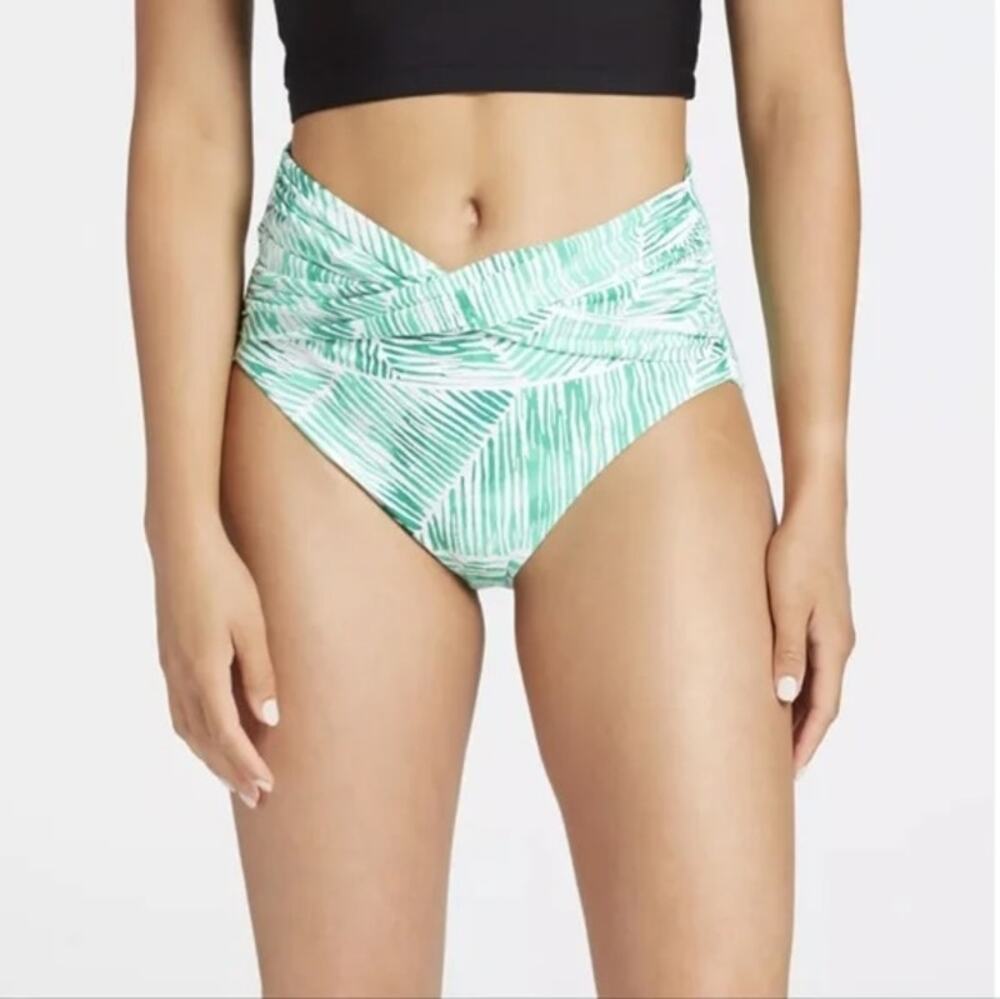 NEW CALIA High Rise Twist Front Bikini Bottom 2X Green
